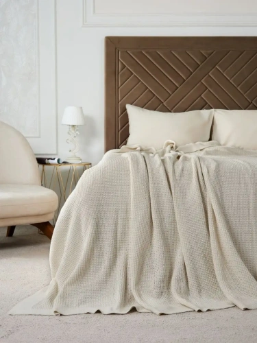 Плед 240х260 на кровать диван покрывало вязаный Хлопок 100 % фото 2