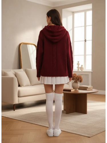 Худи оверсайз с капюшоном шерстяной Кофта длинный Свитер фото 4