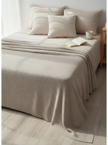 Плед 160х220 на кровать диван покрывало вязаный Хлопок 100 %