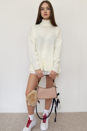 Свитер оверсайз с горлом теплый шерстяной Джемпер фото 2