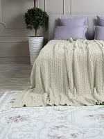 Плед 220x240 на кровать диван покрывало вязаный хлопок 100%