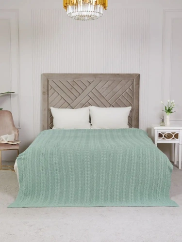 Плед 160х220 покрывало на диван кровать вязаный хлопок 100% фото 6