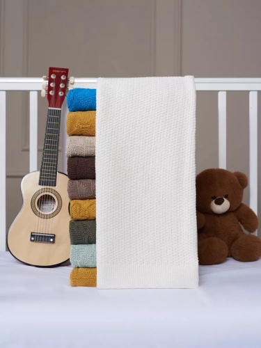 Плед вязаный для малыша 110x90 см хлопок для новорожденных фото 7