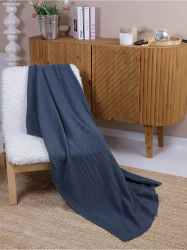 Плед 200х220 на кровать диван покрывало вязаный Хлопок 100 % фото 3