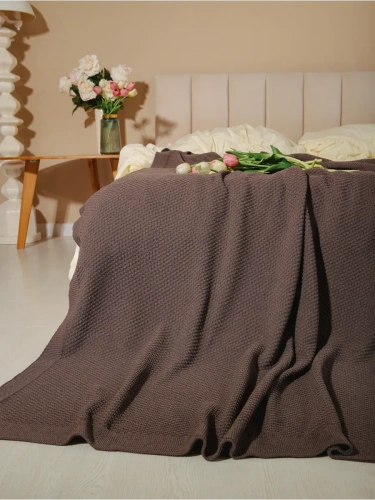 Плед 180х220 на кровать диван покрывало вязаный Хлопок 100 % фото 4