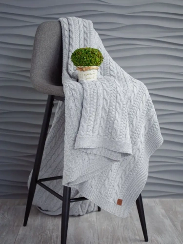 Плед 200x220 на кровать диван покрывало вязаный хлопок 100% фото 4