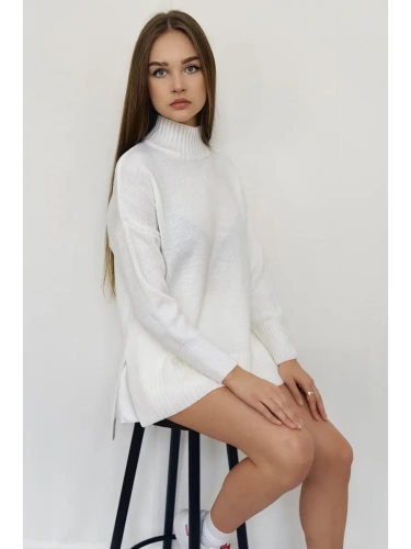 Свитер оверсайз с горлом теплый шерстяной Джемпер фото 2