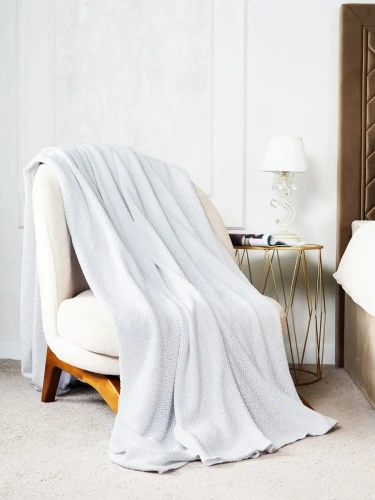 Плед 220х240 на кровать диван покрывало вязаный Хлопок 100 % фото 3