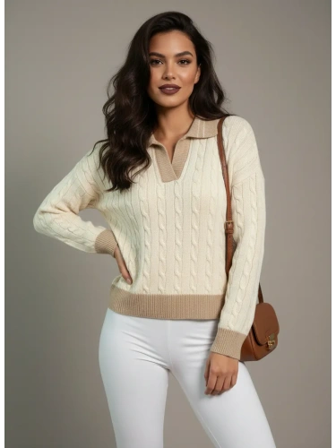 Свитер вязаный с отложным воротником фото 2