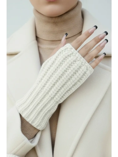 Митенки молочный теплые перчатки без пальцев y2k