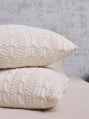 Наволочка декоративная вязаная для подушки 45 x 45 см хлопок фото 3