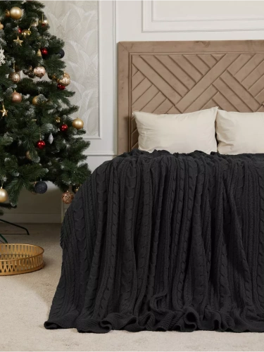 Плед 180х220 на кровать диван покрывало вязаный Хлопок 100 % фото 4