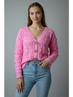 Кардиган женский кроше укороченный оверсайз