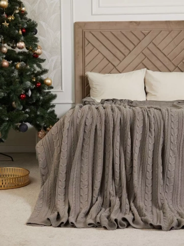 Плед 200х220 на кровать диван покрывало вязаный Хлопок 100 % фото 5