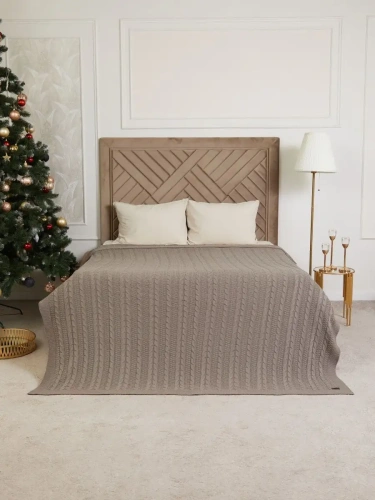 Плед 220x240 на кровать диван покрывало вязаный хлопок 100% фото 2