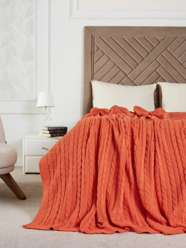 Плед 160х220 покрывало на диван кровать вязаный хлопок 100% фото 4