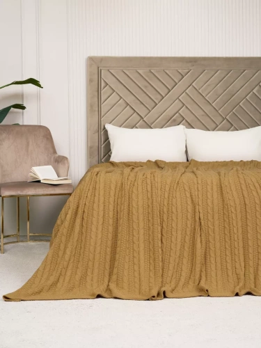 Плед 220x240 на кровать диван покрывало вязаный хлопок 100% фото 4