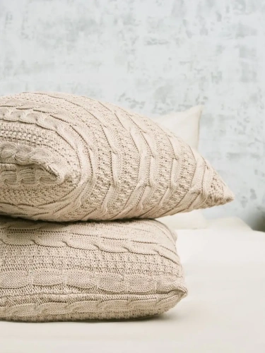 Наволочка декоративная вязаная для подушки 45 x 45 см хлопок фото 3