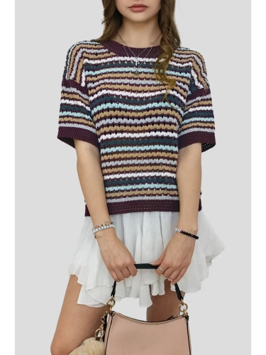 Кофта нарядная оверсайз укороченный ажурная кружевная сетка