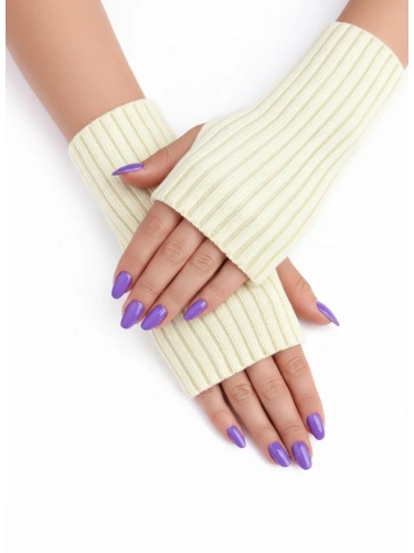 Митенки молочный теплые перчатки без пальцев y2k