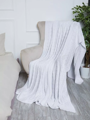 Плед 200х220 на кровать диван покрывало вязаный Хлопок 100 %