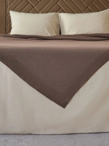 Плед 240х260 на кровать диван покрывало вязаный Хлопок 100 % фото 2