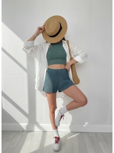 Топ майка вязаный в полоску женский фото 7