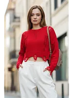 Свитер укороченный c рваным эффектом оверсайз кофта