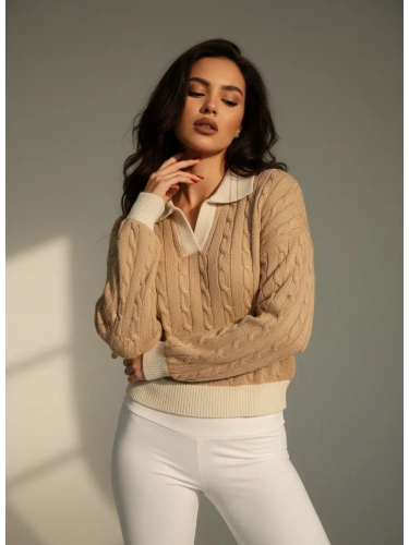 Свитер вязаный с отложным воротником фото 3