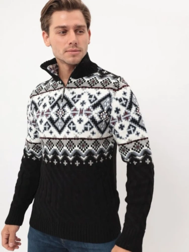 Свитер мужской на молнии теплый шерстяной фото 4