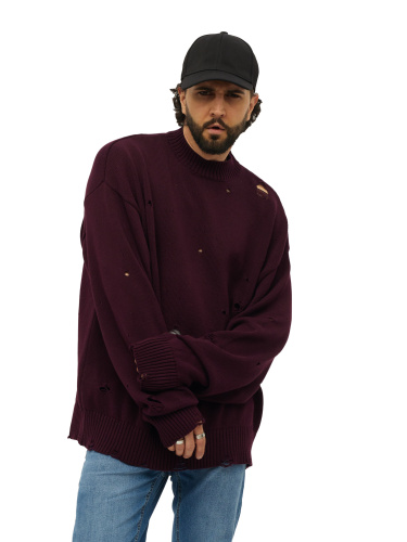 Свитер оверсайз рваный женский и мужской теплая унисекс фото 11