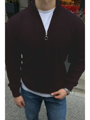 Свитер оверсайз теплый вязаный на молнии с воротником фото 3