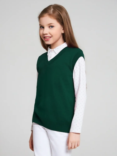 Жилет для девочки мальчика зеленый жилетка школьный фото 7