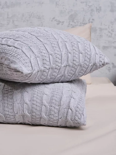 Наволочка декоративная вязаная для подушки 45 x 45 см хлопок фото 2