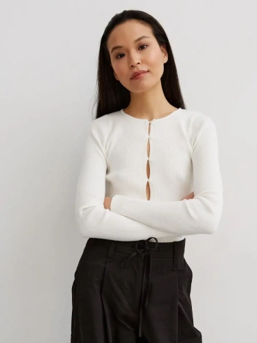 Кардиган женский на пуговицах укороченный летний короткий фото 5