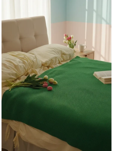 Плед 180х220 на кровать диван покрывало вязаный Хлопок 100 % фото 7