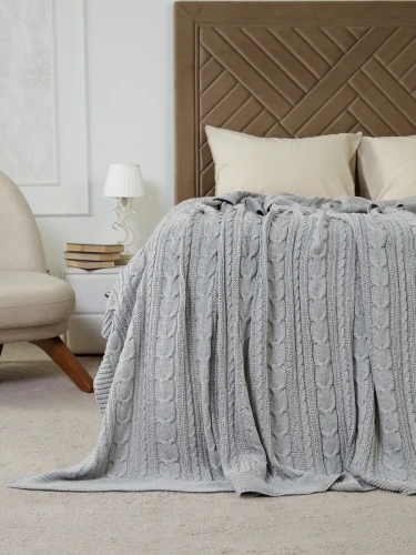 Плед 160х220 на кровать диван покрывало вязаный Хлопок 100 % фото 2