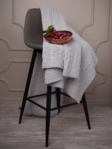 Плед 200x220 на кровать диван покрывало вязаный хлопок 100% фото 4