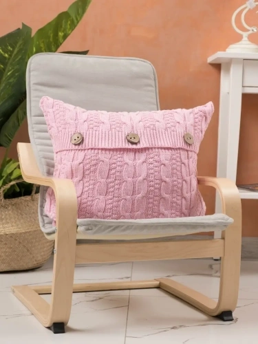 Наволочка декоративная вязаная для подушки 45 x 45 см хлопок фото 2