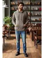Худи мужское с капюшоном на весну унисекс оверсайз Вязаный