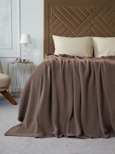 Плед 240х260 на кровать диван покрывало вязаный Хлопок 100 % фото 4