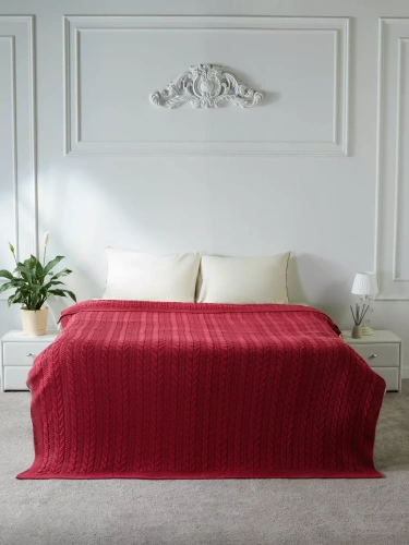 Плед 160х220 покрывало на диван кровать вязаный хлопок 100% фото 4