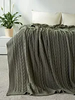 Плед 160х220 покрывало на диван кровать вязаный хлопок 100%
