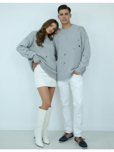 Свитер оверсайз рваный женский и мужской теплая унисекс фото 5