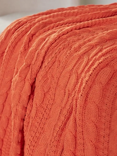 Плед 160х220 покрывало на диван кровать вязаный хлопок 100%