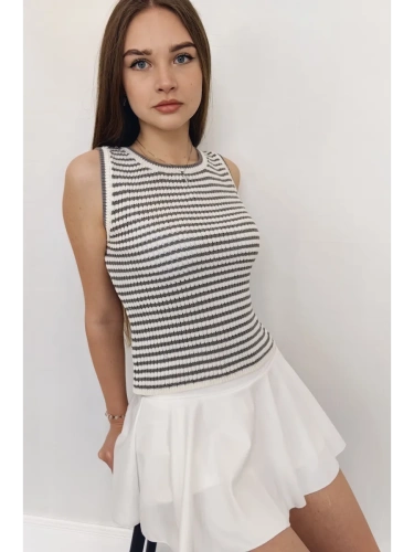 Топ майка вязаный в полоску женский фото 2