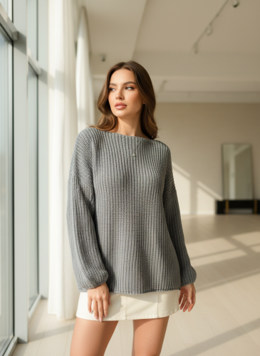 Вязаный свитер оверсайз удлиненный фото 2