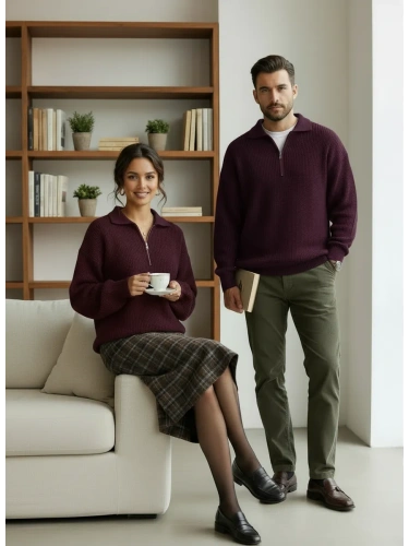 Свитер оверсайз теплый вязаный на молнии с воротником фото 15