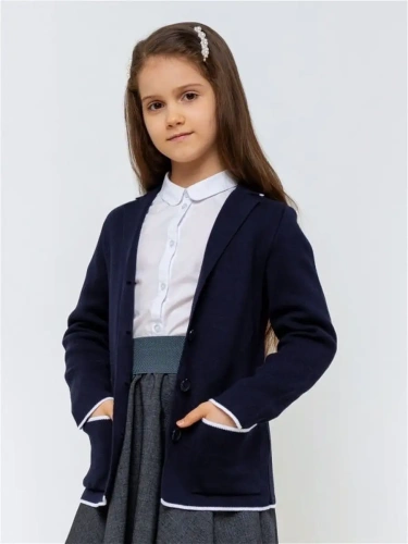 Кардиган Пиджак для девочки Школьный вязаный Жакет кофта фото 2