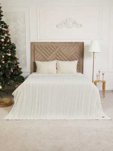 Плед 220х240 на кровать диван покрывало вязаный Хлопок 100 % фото 2